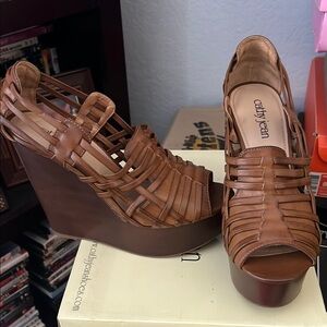 Cathy Jean Brown Wedge Sandals for Women